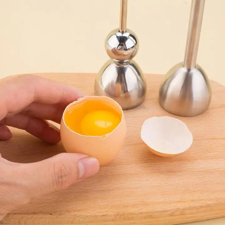 Egg Opener Tool | Precision Gravity Crack | Stainless Steel & 2-Piece Set | Dishwasher Safe