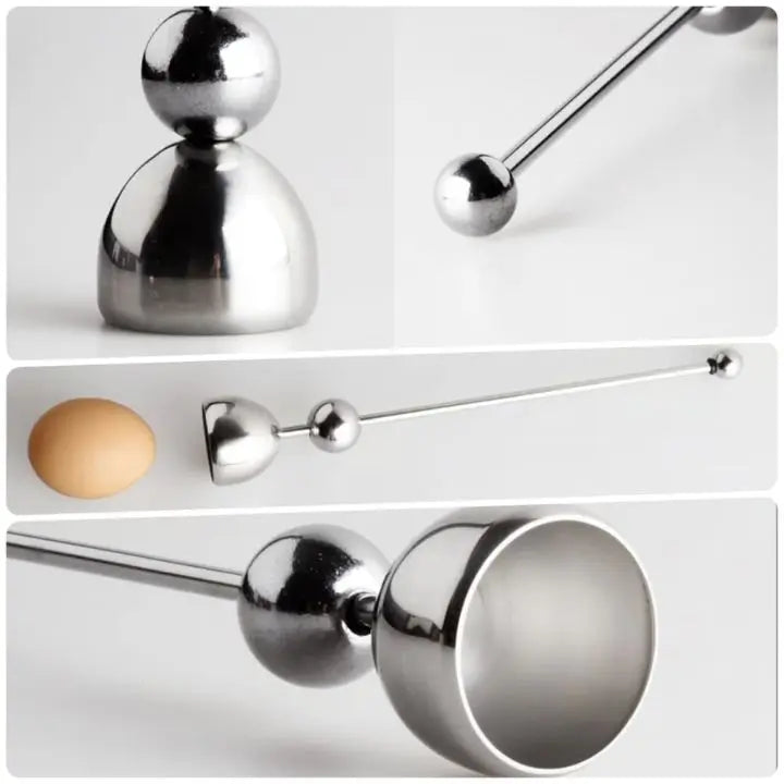 Egg Opener Tool | Precision Gravity Crack | Stainless Steel & 2-Piece Set | Dishwasher Safe
