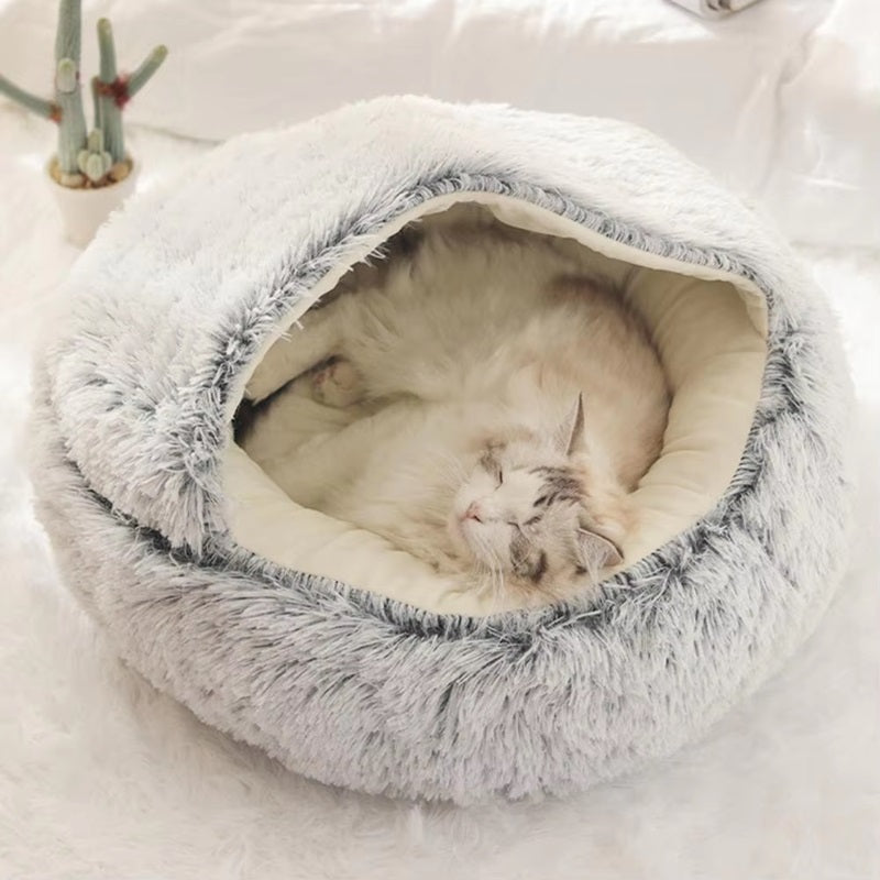 Enclosed Pet Bed for Cats & Small Dogs | Cave-Shaped Design | Machine Washable | Comfort