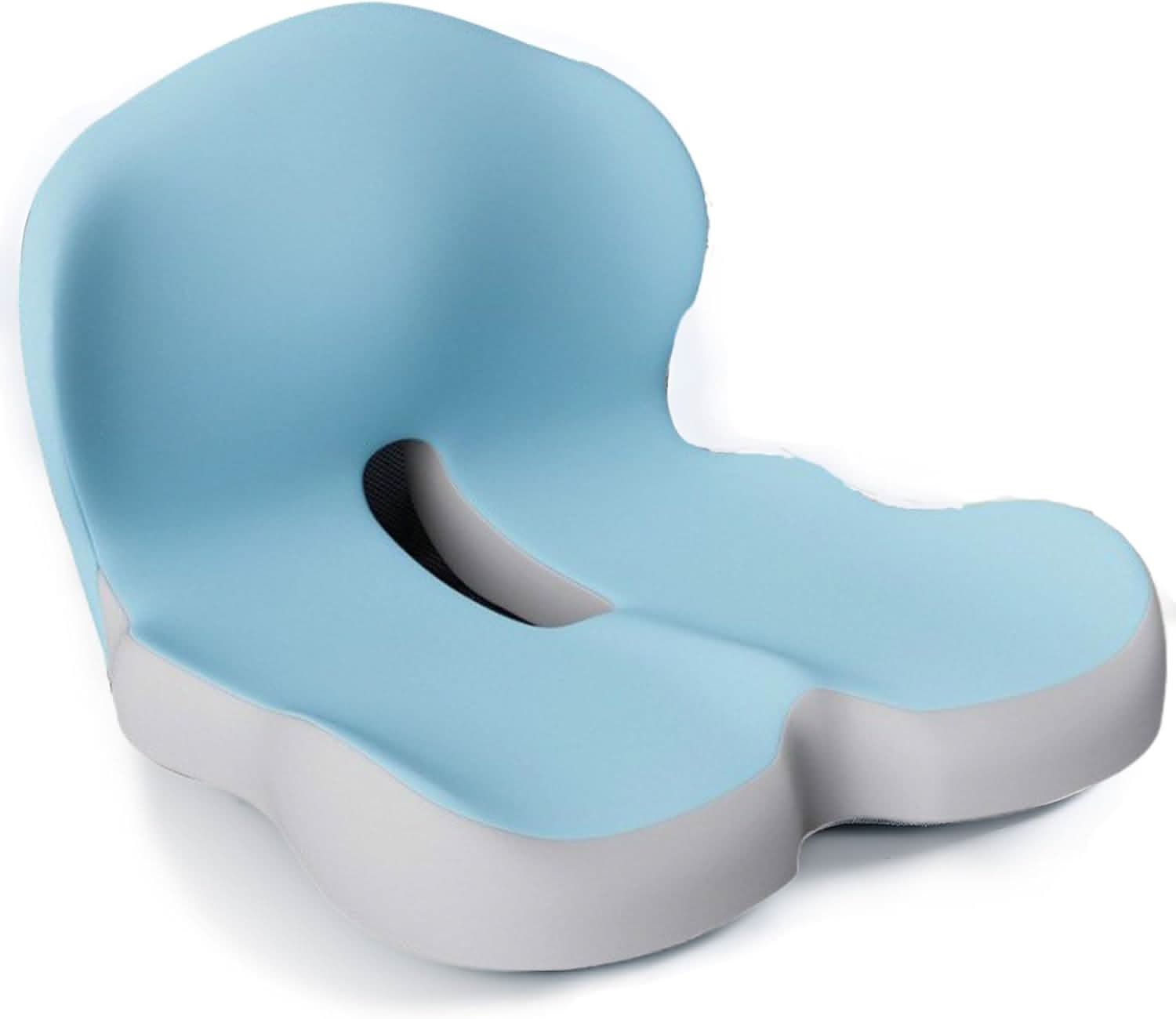 Ergonomic Seat Cushion | Contoured Memory Foam Lumbar Support | Non-Slip Base & Breathable Cover
