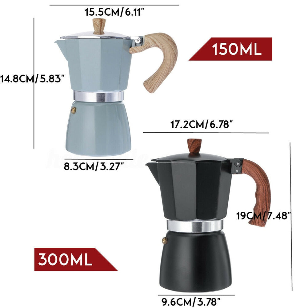 Espresso Pot | Built-In Milk Steamer | Aluminum & Detachable Drip Tray | Portable Design