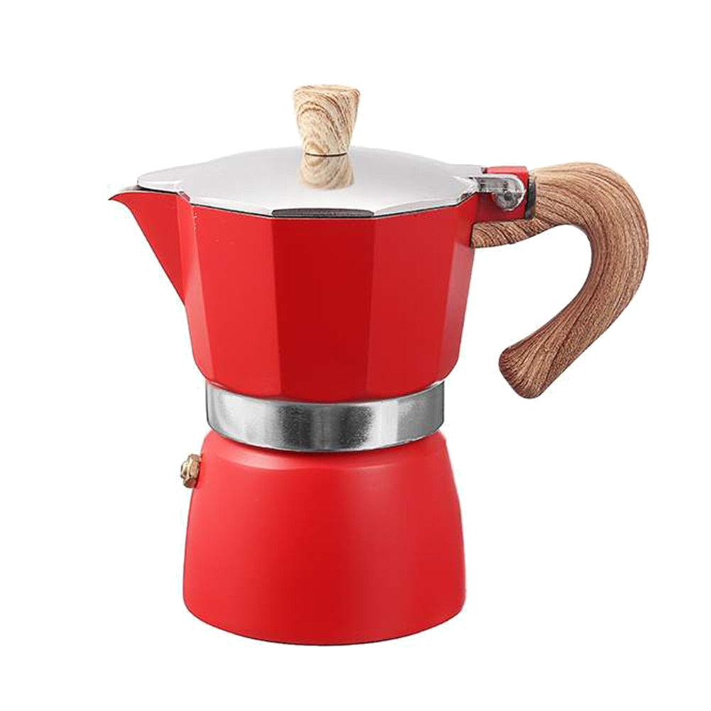 Espresso Pot | Built-In Milk Steamer | Aluminum & Detachable Drip Tray | Portable Design