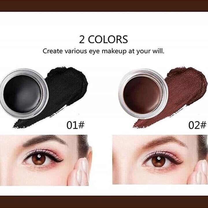 Eyeliner Kit | Precision Applicator | Waterproof Gel (Black, Brown) | Smudge-Proof