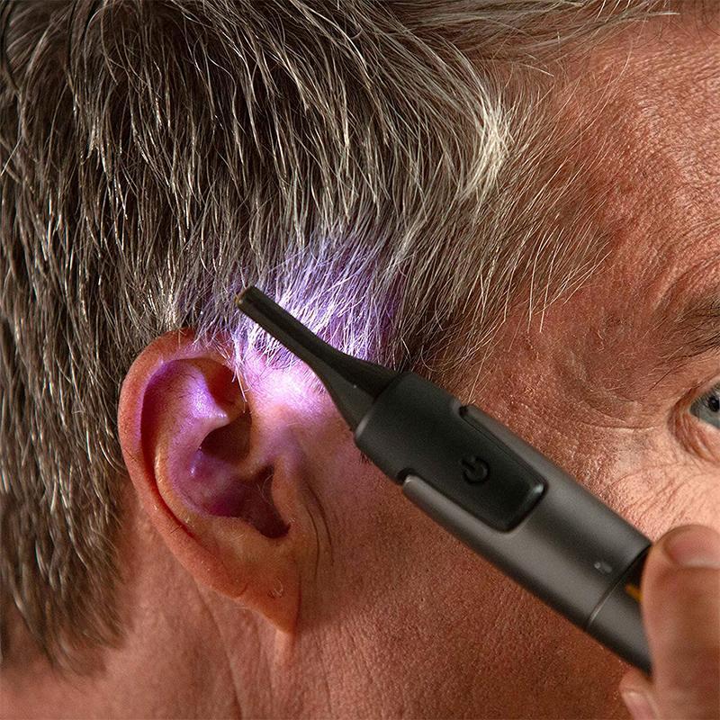 Facial Trimmer | Ultra-Thin Angled Blade | Stainless Steel & Titanium | Cordless LED Light