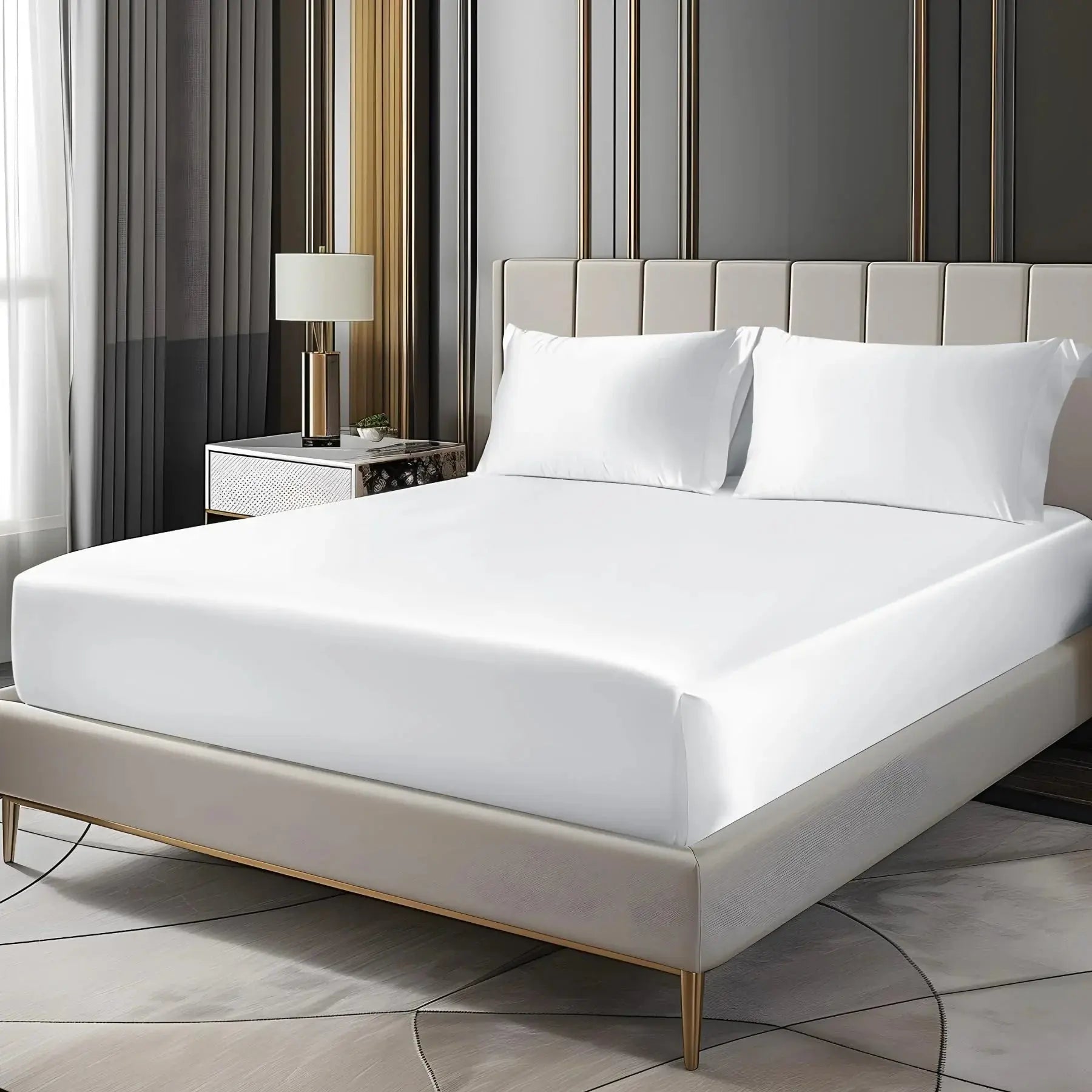 Fitted Sheet Set | Luxurious Satin Finish | 35 cm Deep Pocket | Queen & King