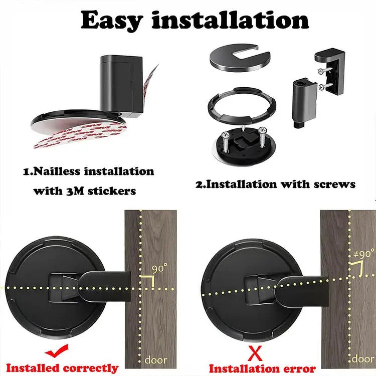 Floor Door Stopper | Press-to-Lock Mechanism | Durable Zinc Alloy | 2-Pack