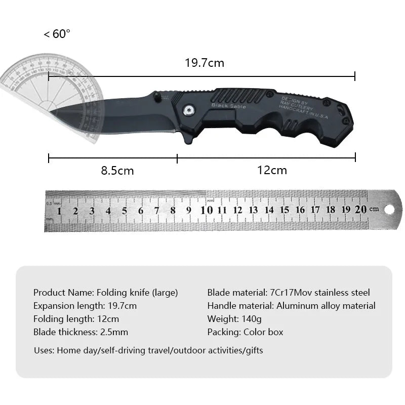 Folding Tactical Survival Knife | Stainless Steel Blade | Ergonomic Grip & Compact EDC | Outdoor Use