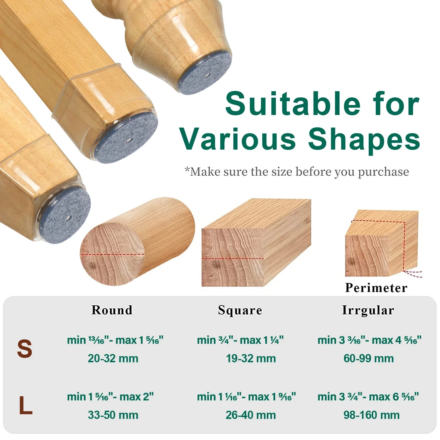Furniture Leg Protectors | Silicone with Integrated Felt Pads | 24-Pack | Floor Protection
