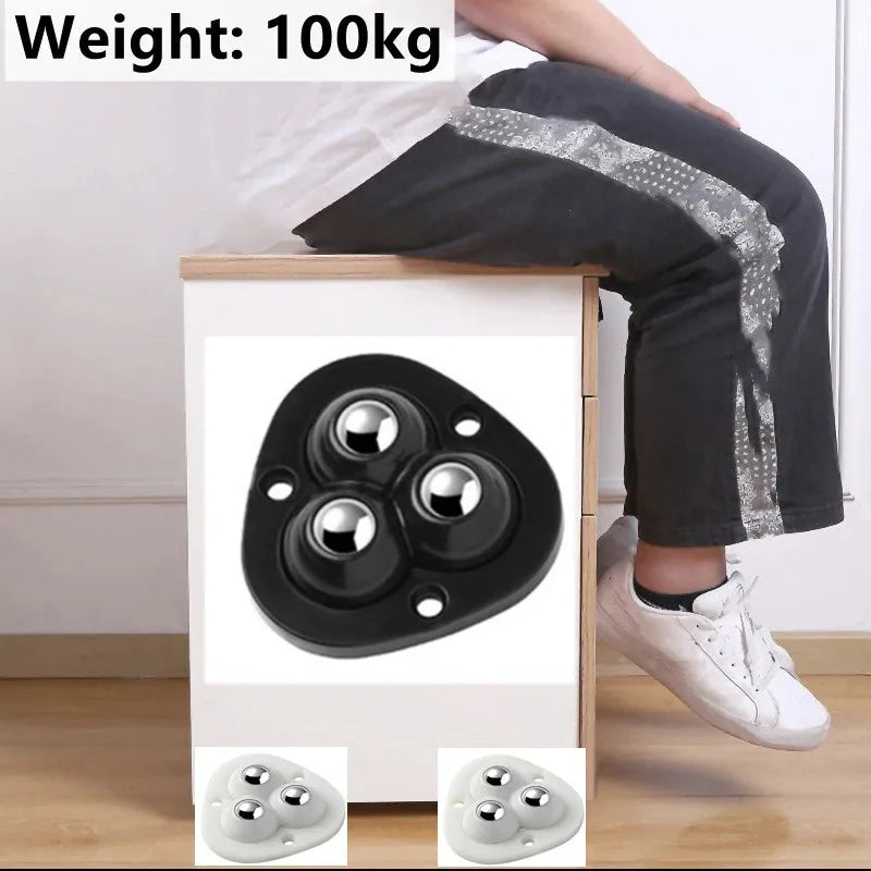 Furniture Mover Wheels | Full Rotation | Adhesive Base & Stainless Steel Bearings | 4-Pack