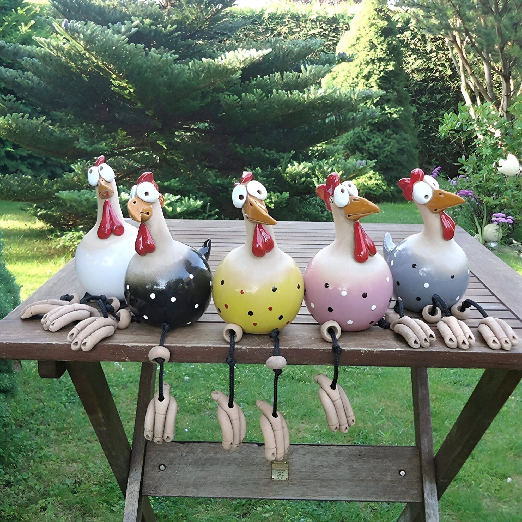 Garden Chicken Statue | Whimsical Big-Eyed Design | Weatherproof Resin | Durable Outdoor Decor