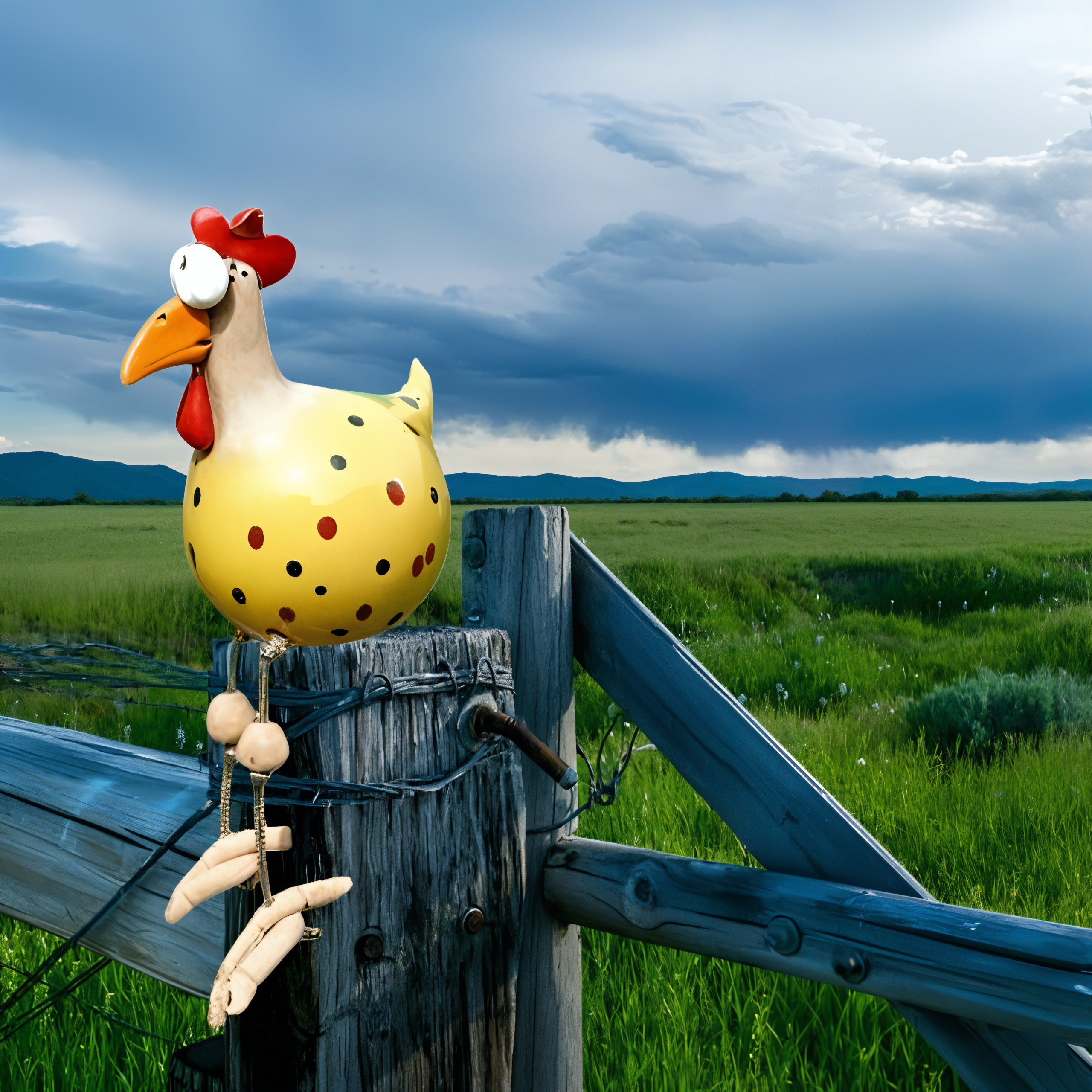Garden Chicken Statue | Whimsical Big-Eyed Design | Weatherproof Resin | Durable Outdoor Decor