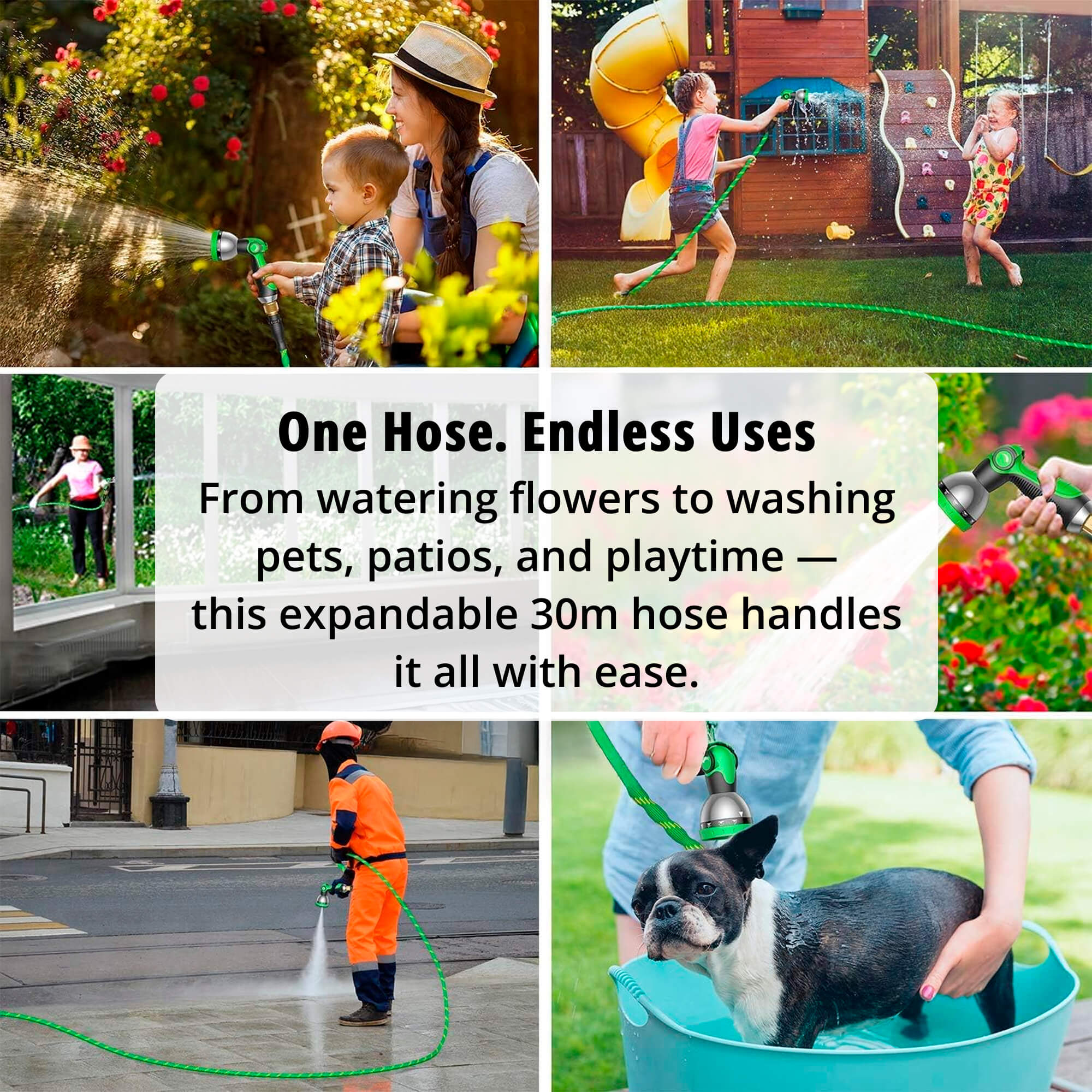 Garden Hose | Expandable 30m | Versatile Spray Nozzle & Leak-Proof Connectors