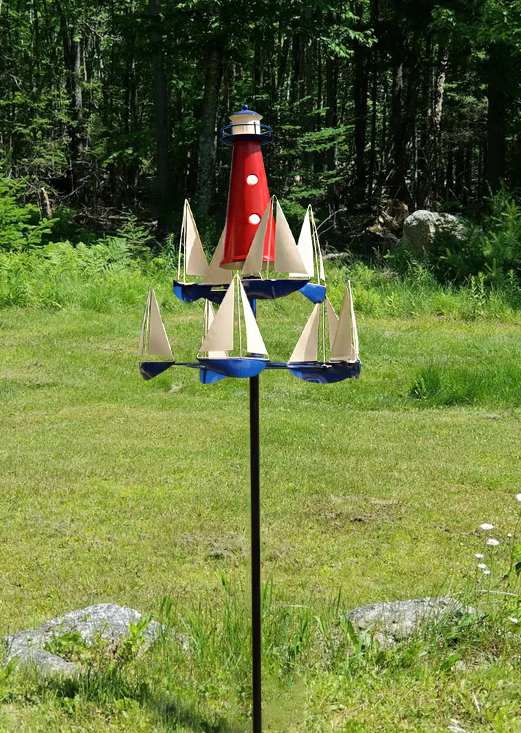 Garden Wind Sculpture | Nautical Kinetic Art Design | Metal Construction & 100 cm Height