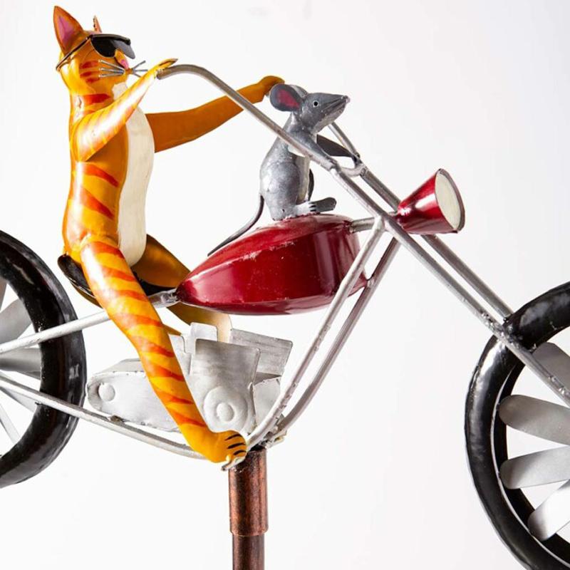 Garden Wind Spinner | Animal Bicycle Design | Recycled Metal | 56in Height