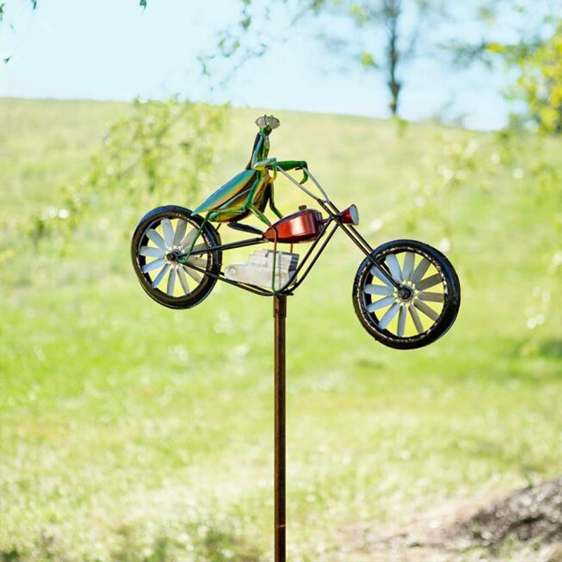 Garden Wind Spinner | Animal Bicycle Design | Recycled Metal | 56in Height