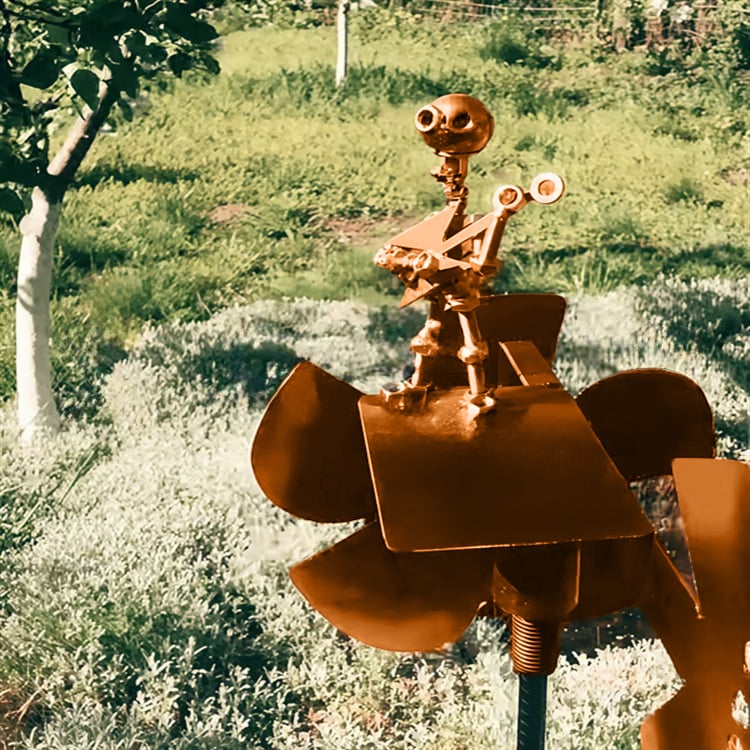 Garden Wind Spinner | Music-Themed Guitar & Musician Design | Weatherproof Steel | 70 cm Spike