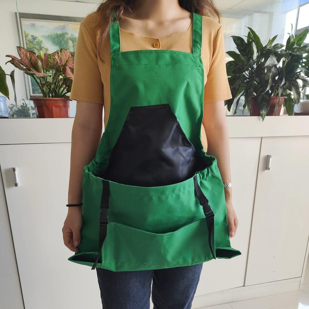 Gardening Apron | Waterproof Oxford Fabric | Chest & Kangaroo Pockets | Adjustable Cross-Back Fit