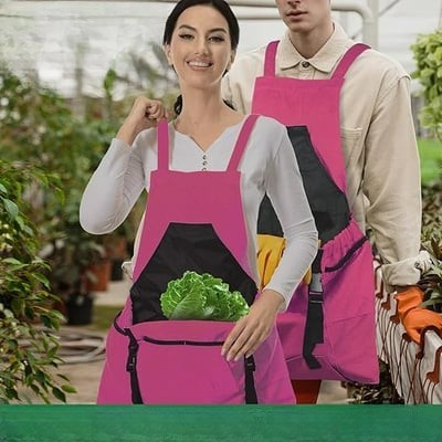 Gardening Apron | Waterproof Oxford Fabric | Chest & Kangaroo Pockets | Adjustable Cross-Back Fit