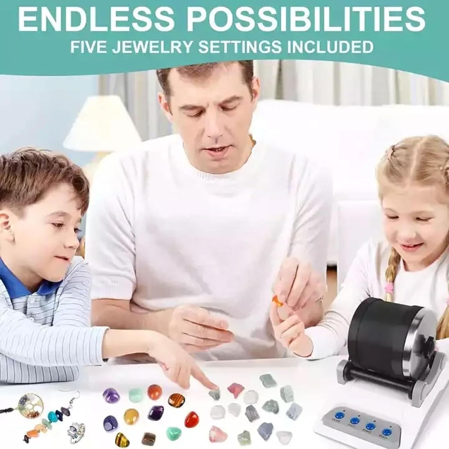 Gemstone Tumbler Kit for Beginners | Quiet, Leak-Proof | Digital Timer