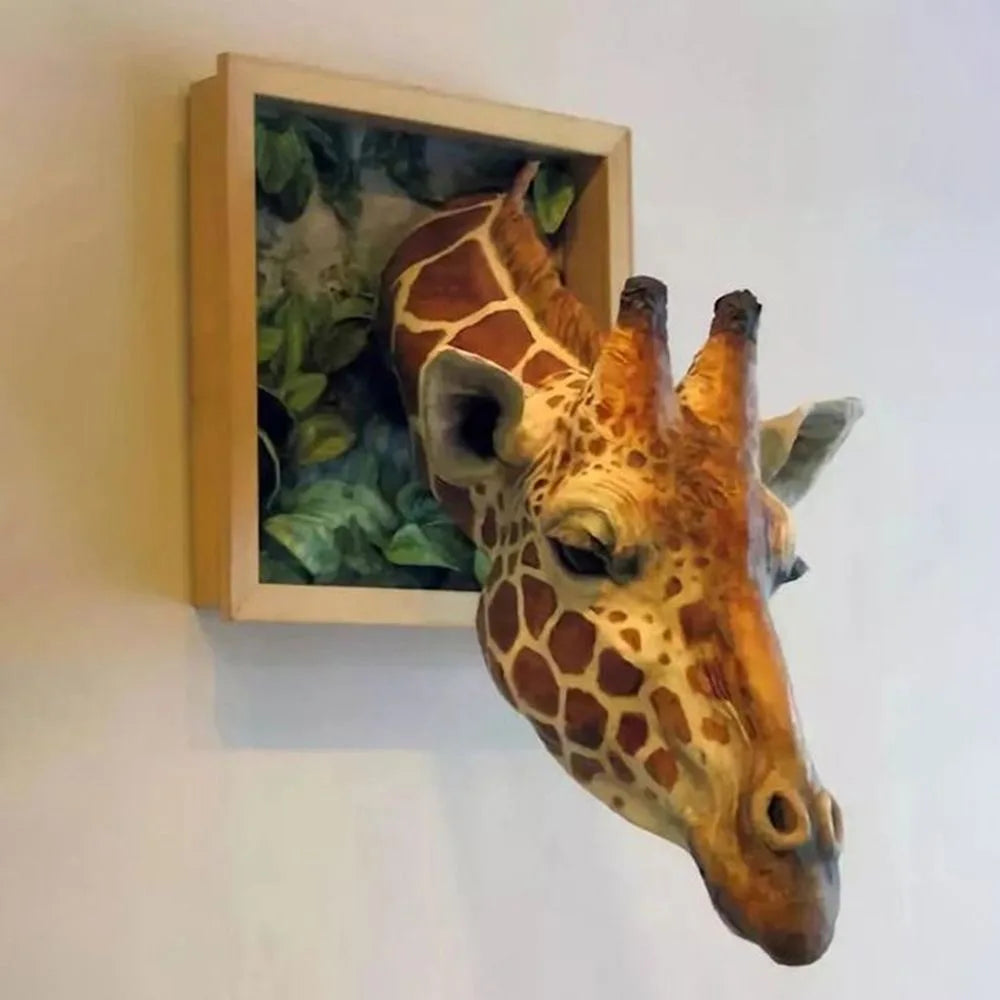 Giraffe Head Wall Art | Lifelike 3D Sculpture | Wall Hanging & Easy Install | Unique Home Accent
