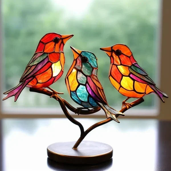 Glass Bird Figurine | Artistic Tinted Glass | Multicolor Options | Tabletop Accent