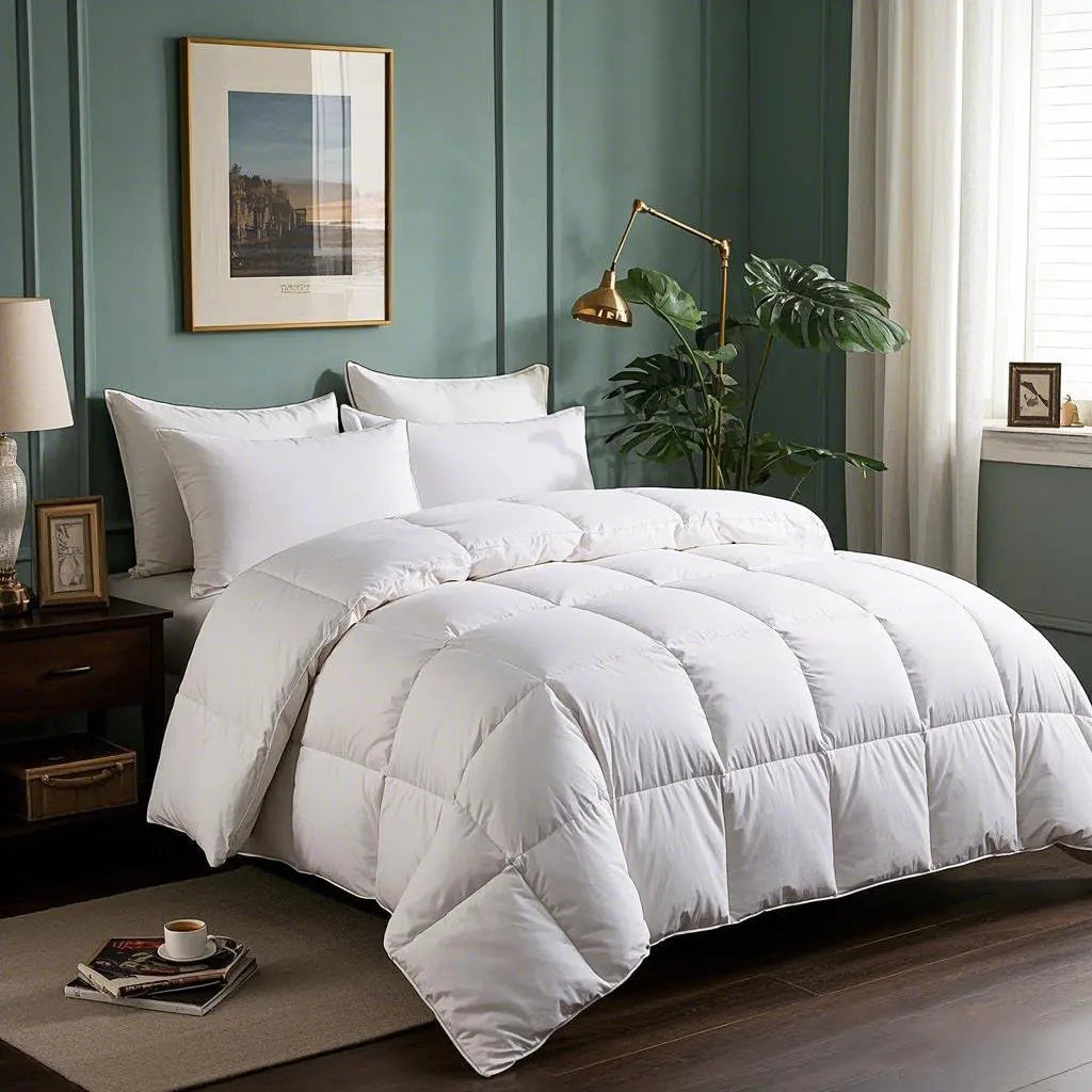 Goose Down Comforter | Breathable Quilted Design | 95% Down Fill | All-Season Comfort