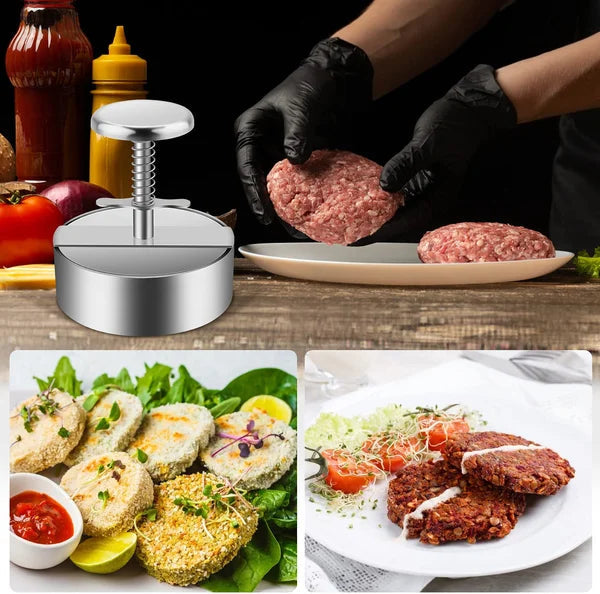 Hamburger Press | Ergonomic Hand Press | Stainless Steel & Non-Stick | Dishwasher Safe