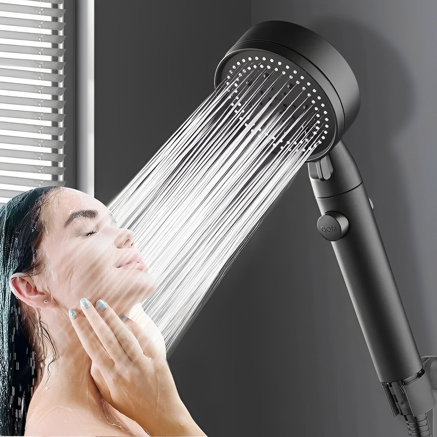 Handheld Shower Head | High-Pressure 5 Spray Modes | Water Stop Button & Built-In Filter