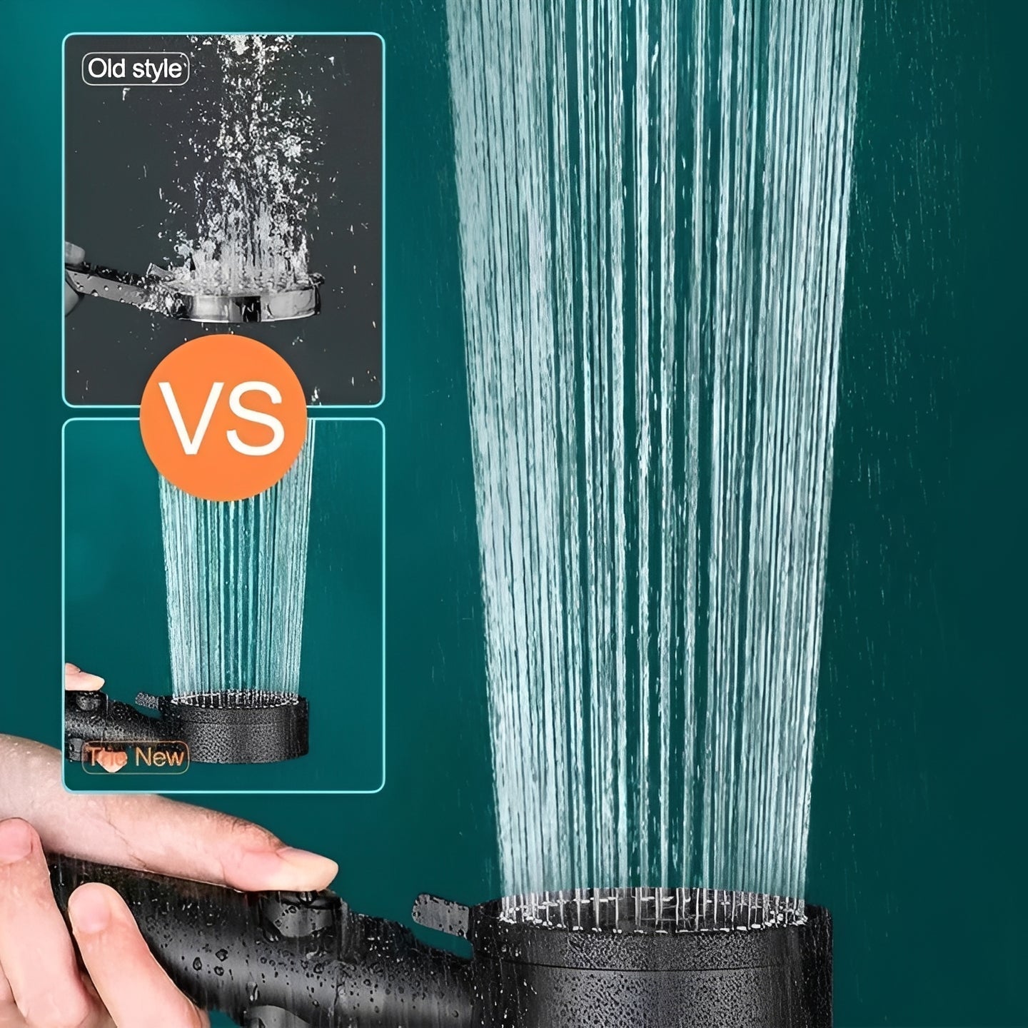 Handheld Shower Head | High-Pressure 5 Spray Modes | Water Stop Button & Built-In Filter