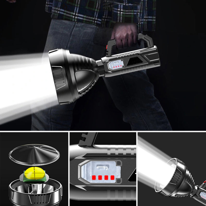 Handheld Spotlight Flashlight | Super Bright & Long-Range | USB Rechargeable with Power Bank