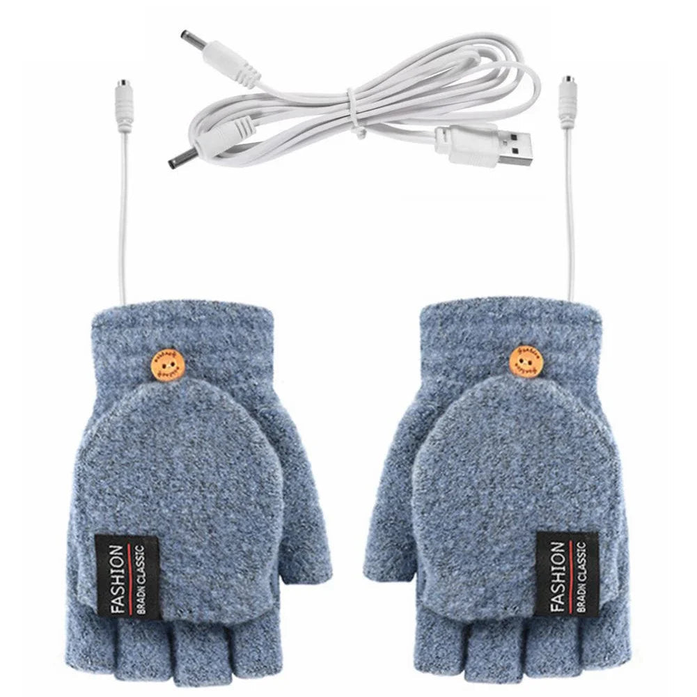 Heated Gloves (Unisex) | USB Rechargeable | Knitted Fabric & 3 Heat Levels | Cold-Weather Comfort