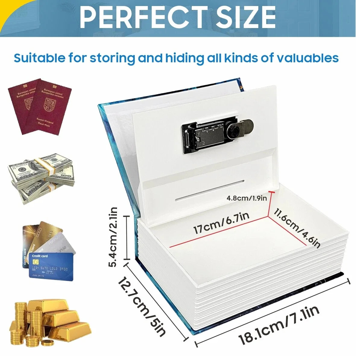 Hidden Book Safe | Locking Diversion Vault | Metal Construction & Includes 2 Keys | Travel Size