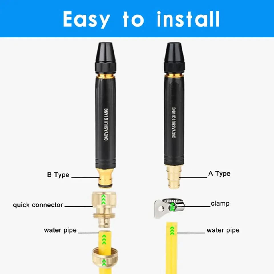 High-Pressure Hose Nozzle | Adjustable 360° Spray | Lightweight Aluminum & Leak-Proof Seal