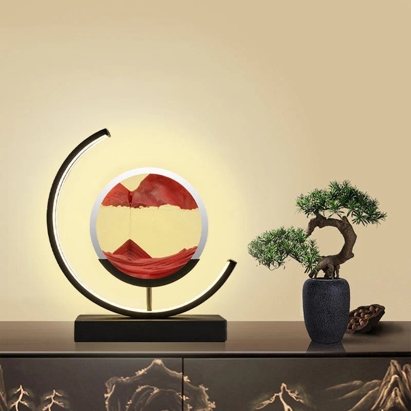 Hourglass Table Lamp | Dynamic Sand Art LED | Iron Base & Acrylic Shade | Relaxing Ambiance