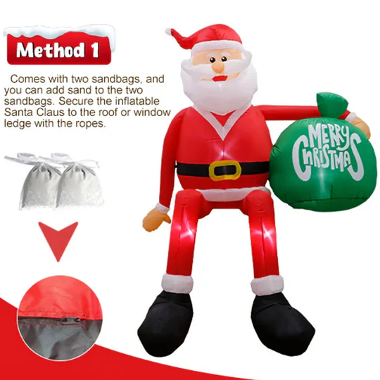 Inflatable Climbing Santa | 8 ft LED Lights | Waterproof Polyester | Outdoor Christmas Decor