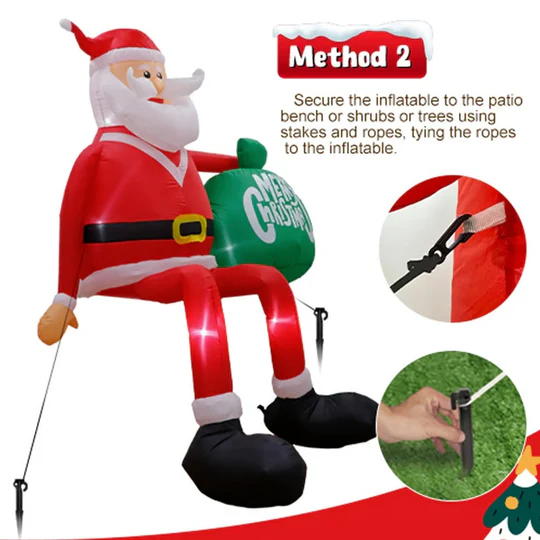 Inflatable Climbing Santa | 8 ft LED Lights | Waterproof Polyester | Outdoor Christmas Decor