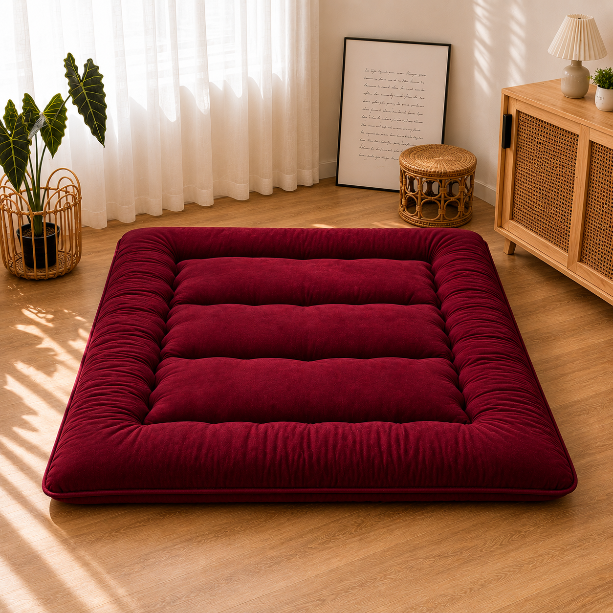 Japanese Floor Futon Mattress for Adults & Kids | 4-Inch Quilted Folding | Washable Polyester