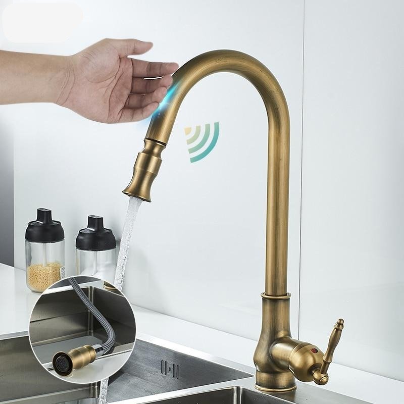Kitchen Faucet | Pull-Out Spray Head & Touch Sensor | Solid Brass Construction