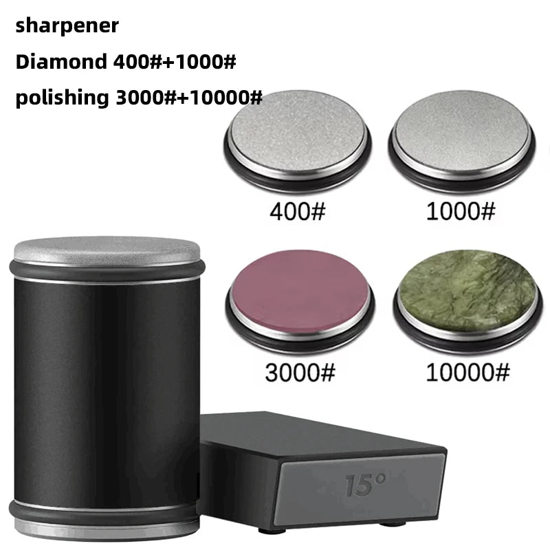 Kitchen Knife Sharpener | Dual-Angle Roller Design | Magnetic Holder Included | Space-Saving