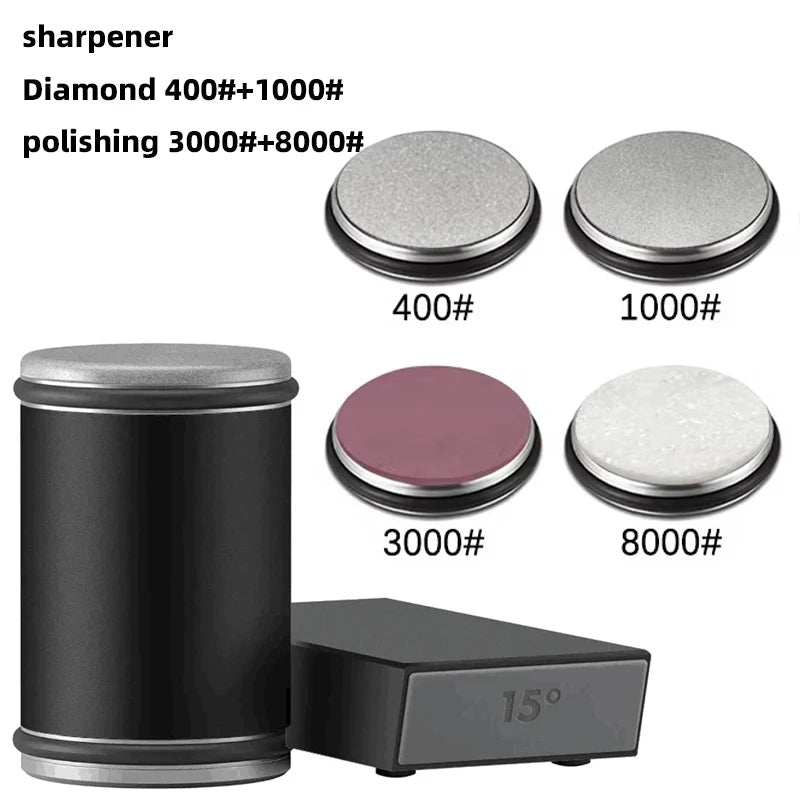 Kitchen Knife Sharpener | Dual-Angle Roller Design | Magnetic Holder Included | Space-Saving