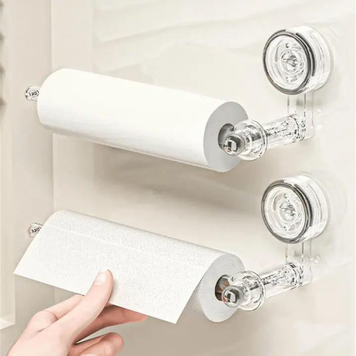 Kitchen Roll Holder | Vacuum Suction Cup Mount & Drill-Free | 180° Rotating Design | Space-Saving