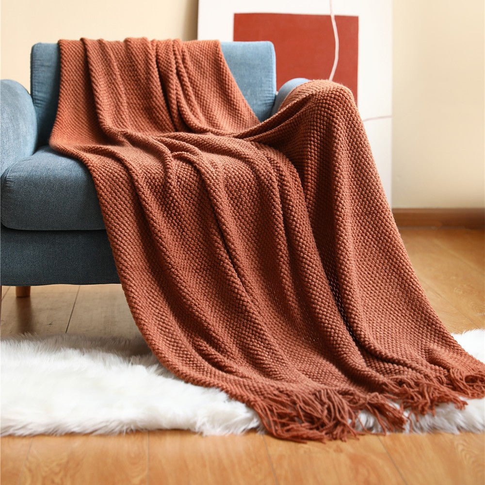 Knitted Throw Blanket | Nordic Design | Soft & Cozy Knit | Living Room & Bedroom