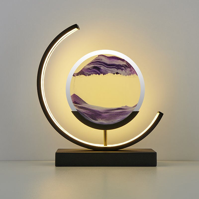 LED Table Lamp | Moving Sand Landscape | Metal Frame & Glass Reservoir | Relaxation