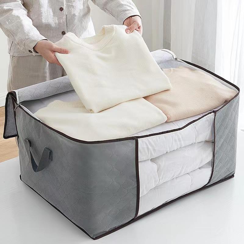 Large Foldable Clothes Storage Bag | Viewing Window | Double Zipper & Handles | 60×40×35cm