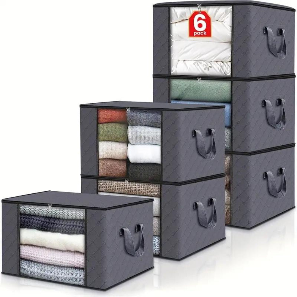 Large Foldable Clothes Storage Bag | Viewing Window | Double Zipper & Handles | 60×40×35cm