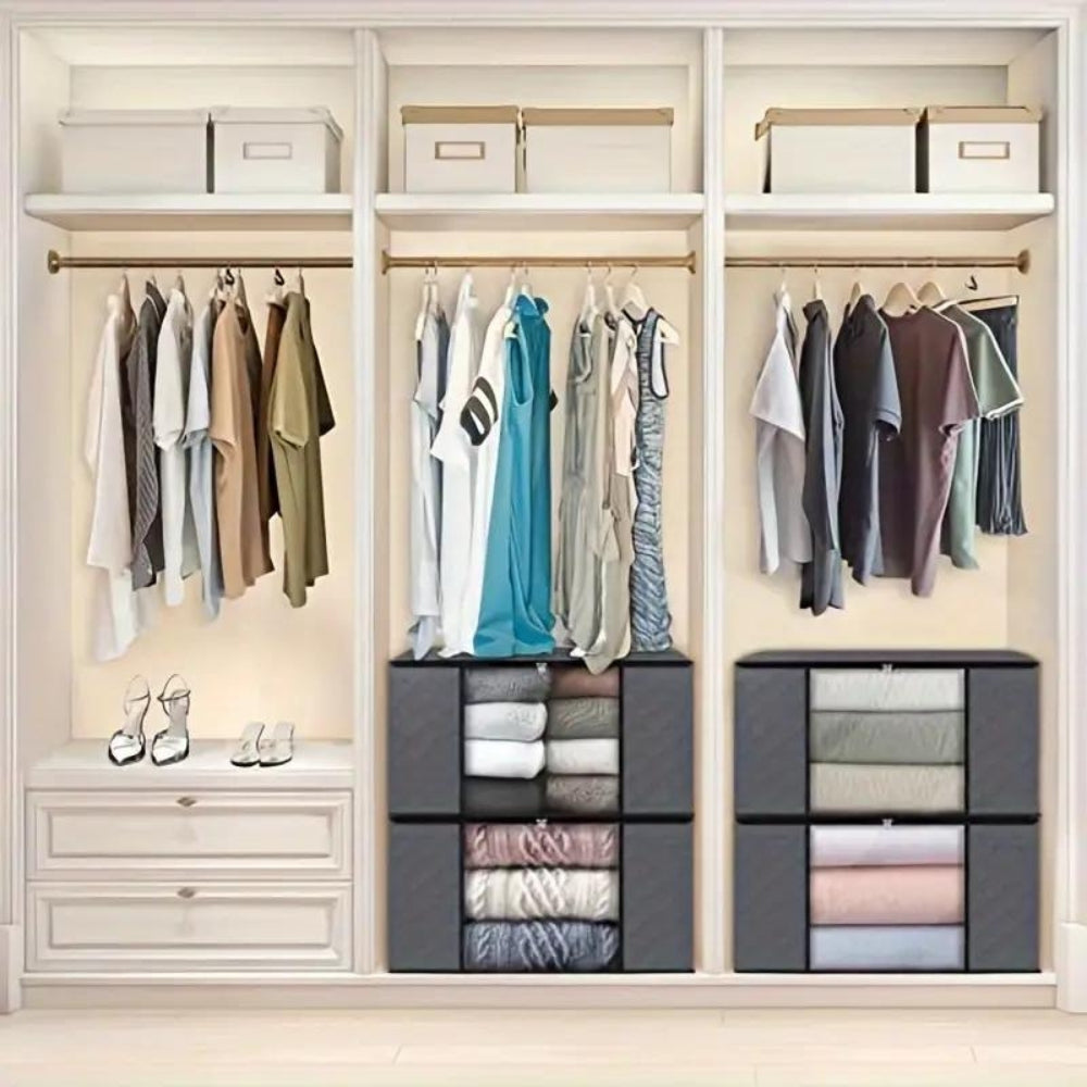Large Foldable Clothes Storage Bag | Viewing Window | Double Zipper & Handles | 60×40×35cm