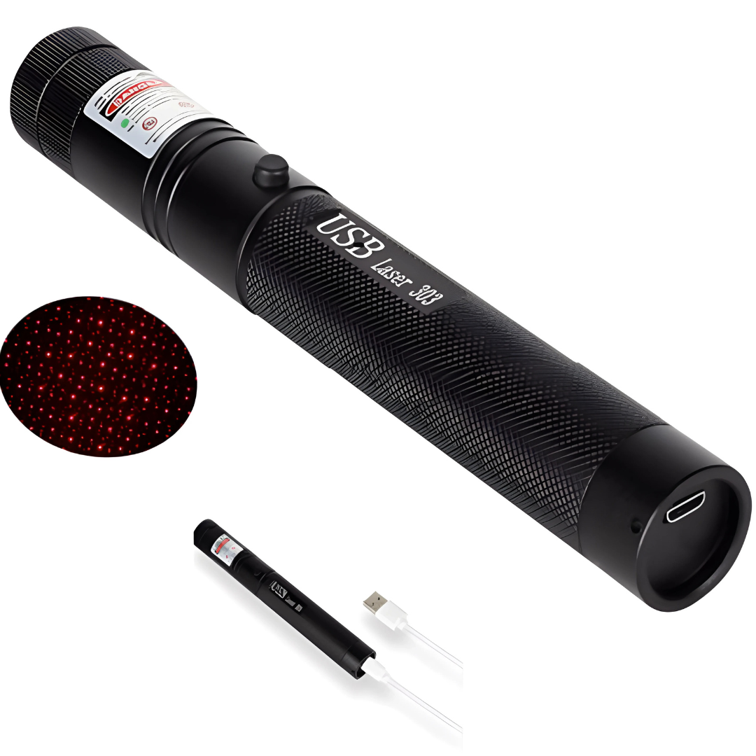Laser Pointer Torch | Long-Range Adjustable Focus Beam | USB Rechargeable, Key Lock