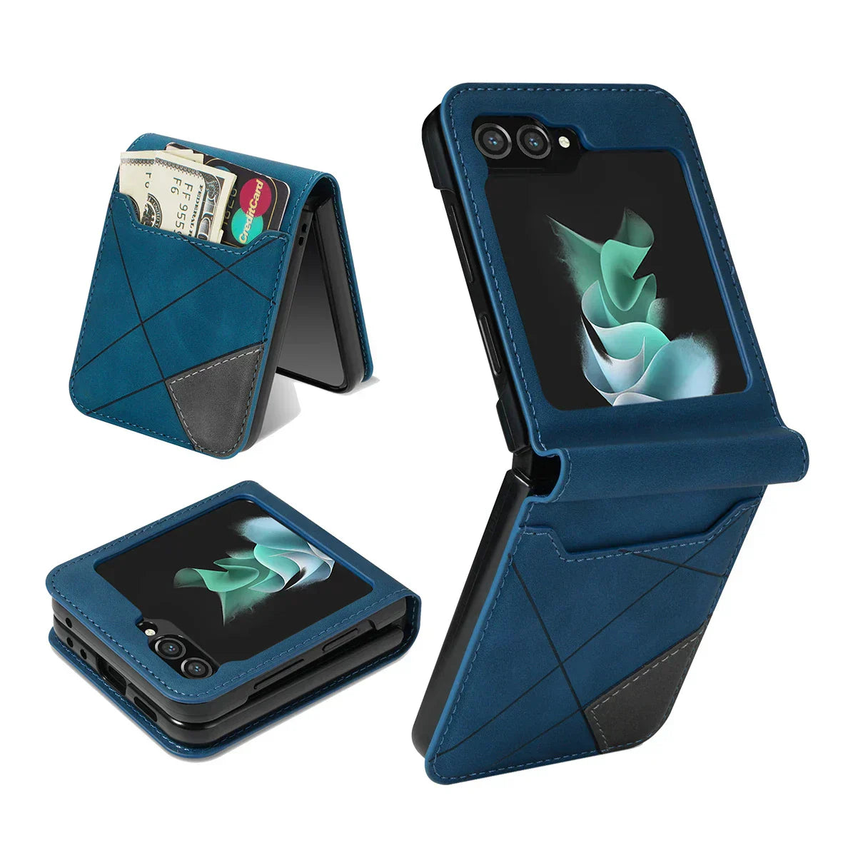 Leather Wallet Case for Galaxy Z Flip | Magnetic Closure | Card & Cash Slots | Drop Protection