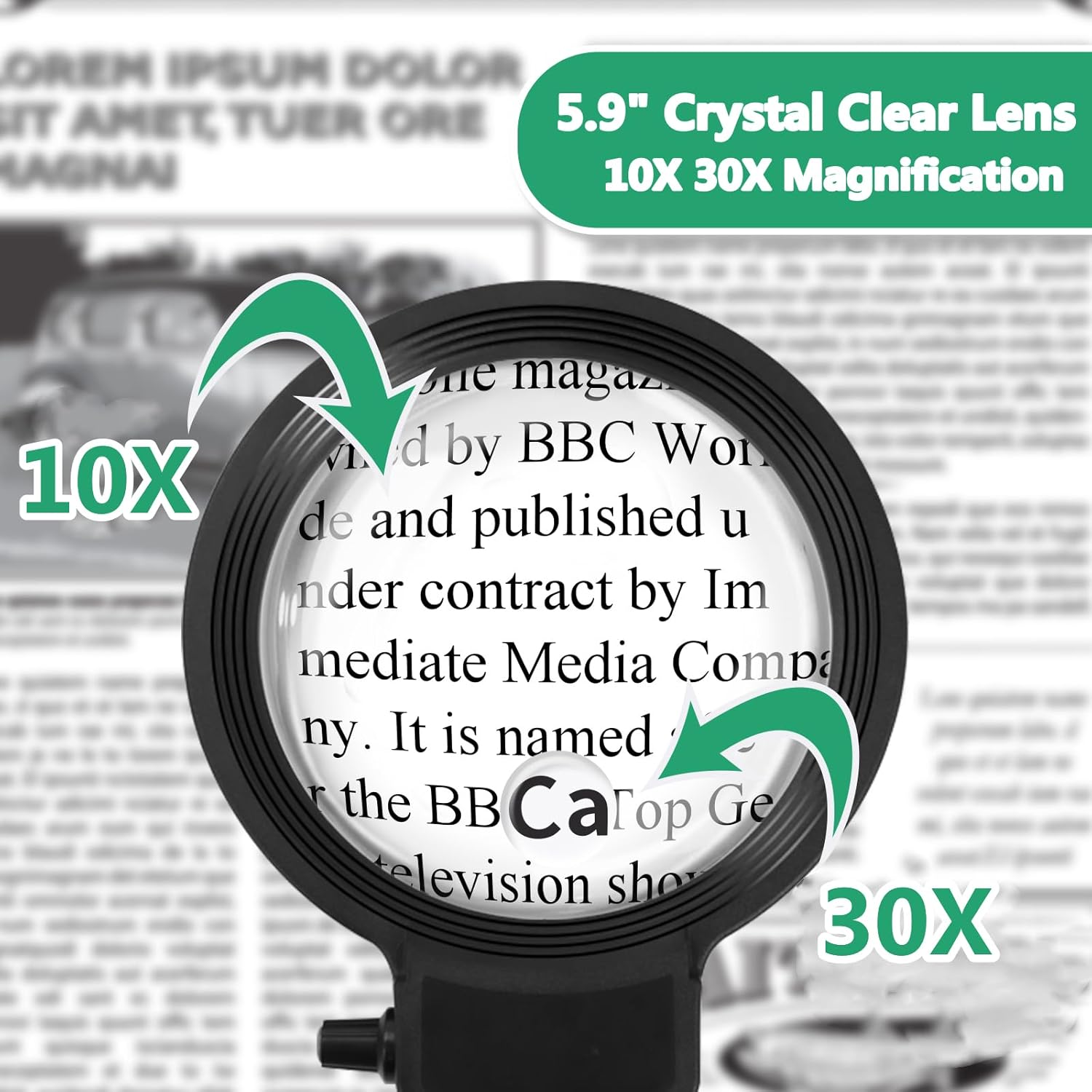 Magnifying Lamp for Reading | Dual Magnification | Metal Base & Gooseneck | Eye-Strain Relief