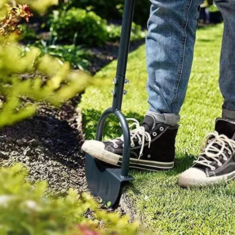 Manual Lawn Edger | Crescent Serrated Blade | Steel Head & Wooden Handle | Ergonomic Footrest